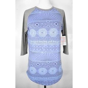 LuLaRoe Randy NWT Geometric Abstract T-Shirt Blue/Purple Women's Size XS